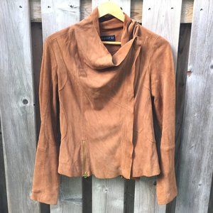 Zara Woman brown goat suede leather jacket - size XS